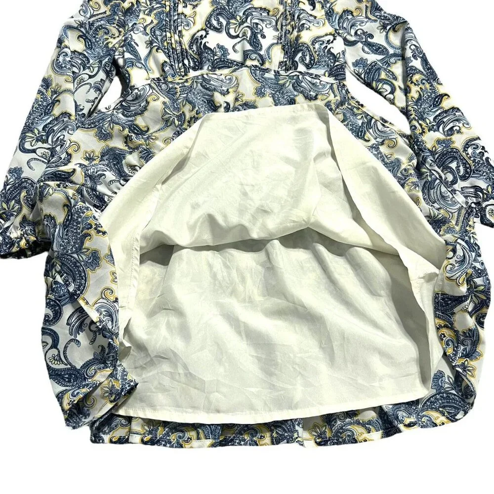 Janie and Jack Sz 6 Blue & Gold Paisley Print Dress